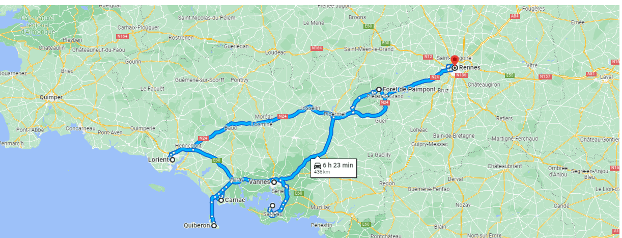 Carte Road trip Bretagne 5 jours