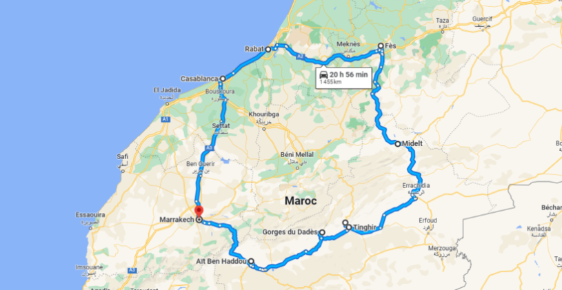 itinéraire circuit Maroc 15 jours