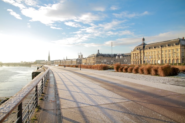 Bordeaux avec de la neige en janvier