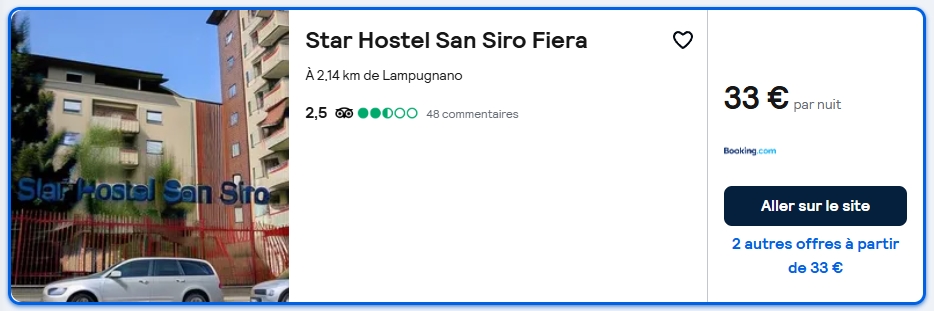 hotel à 33 euros à Milan