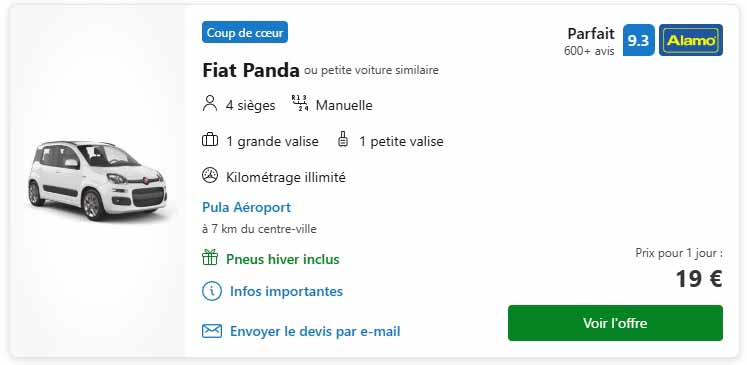 location voiture  euros Pula par jour