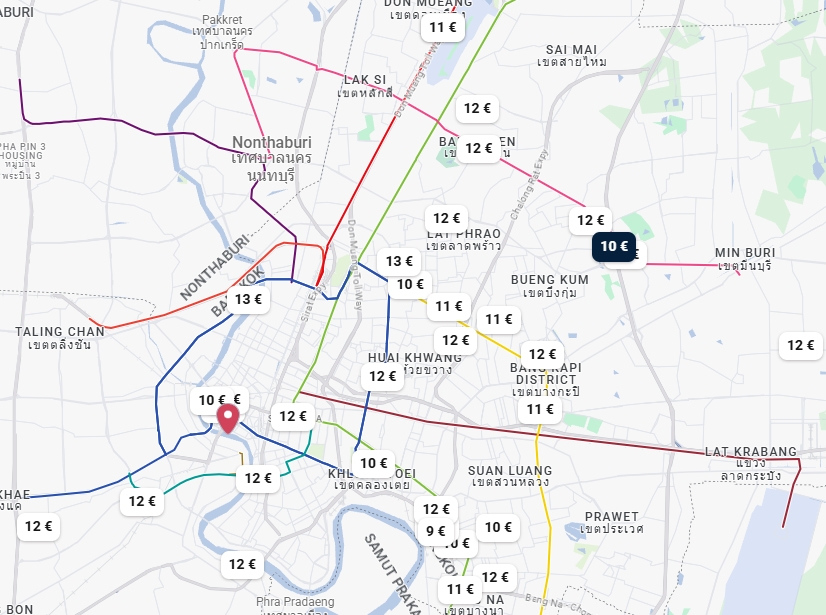 Plan des hotels pas chers à Bangkok
