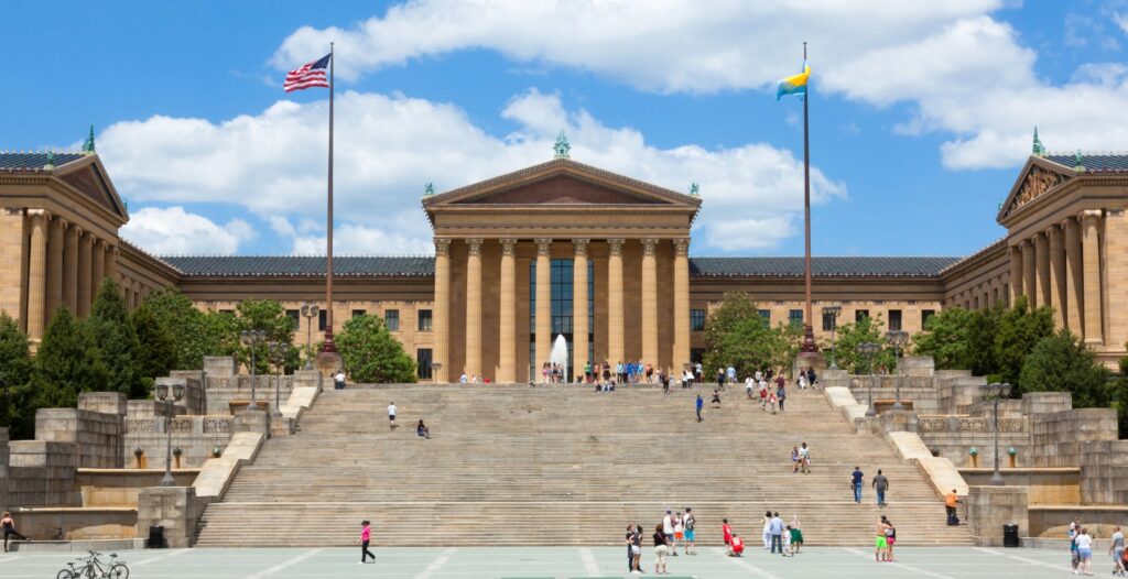 Musée de Philadelphie et ses grandes marches du film Rocky!