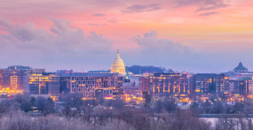 vue de Washington DC au lever du soleil