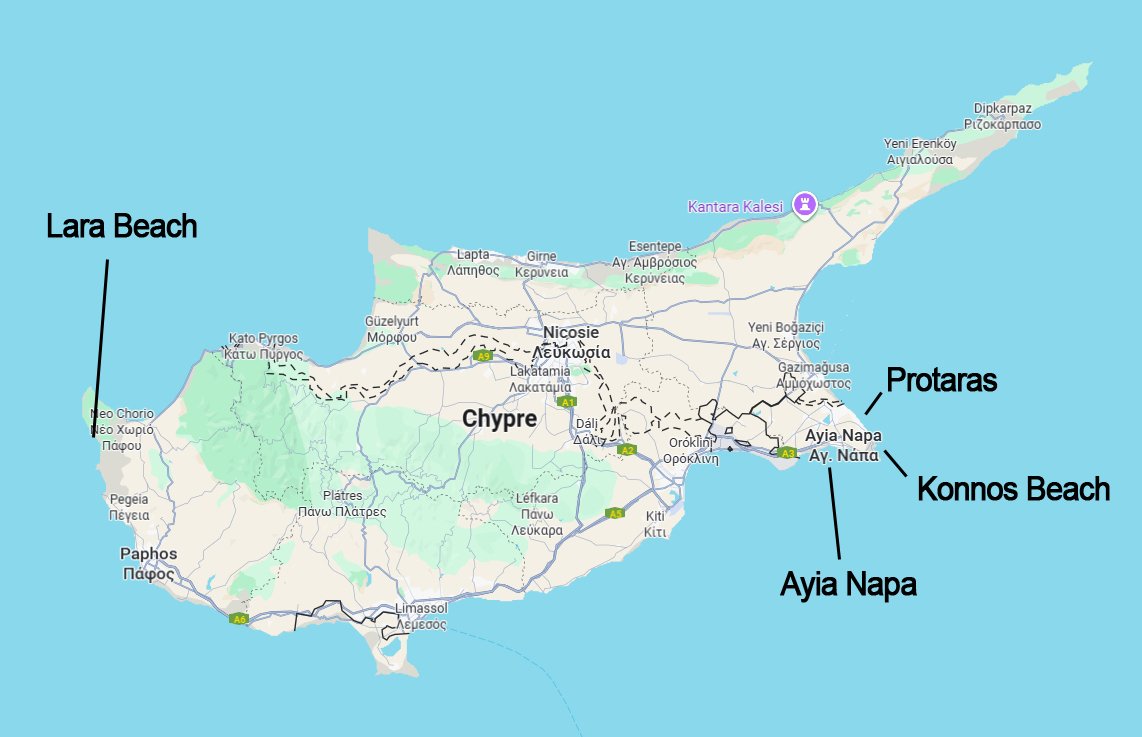 carte Chypre plages