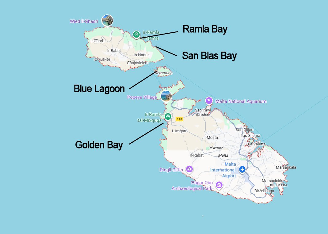 carte Malte plages