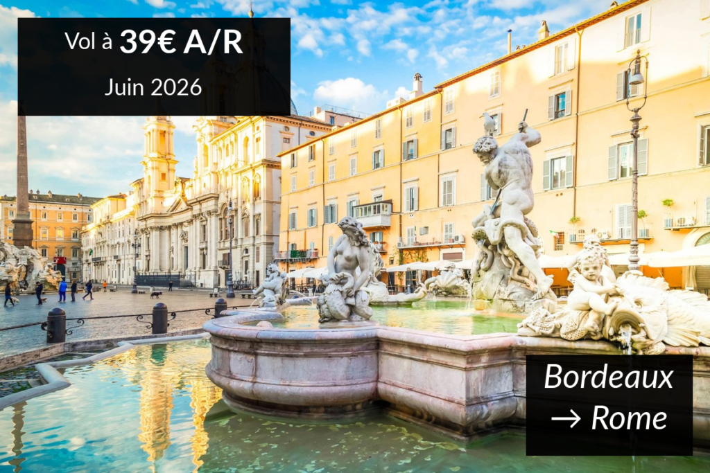 Bannière 5 destinations vol pas cher depuis Bordeaux en juin 2026 dès 39€ A/R