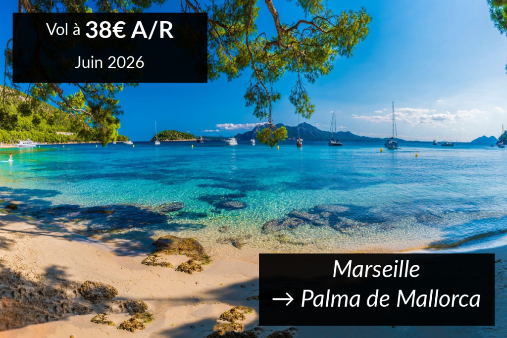 Bannière 5 destinations vol pas cher depuis Marseille en juin 2026 dès 38€ A/R