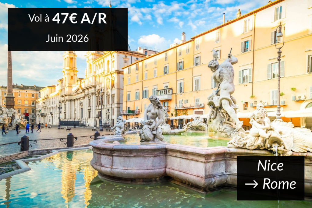 5 destinations à moins de 70€ depuis Nice en juin 2026 Bannière 5 destinations vol pas cher depuis Nice en juin 2026 dès 47€ A/R