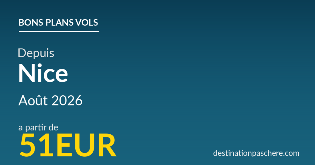 Bons plans vols depuis Nice — août 2026
