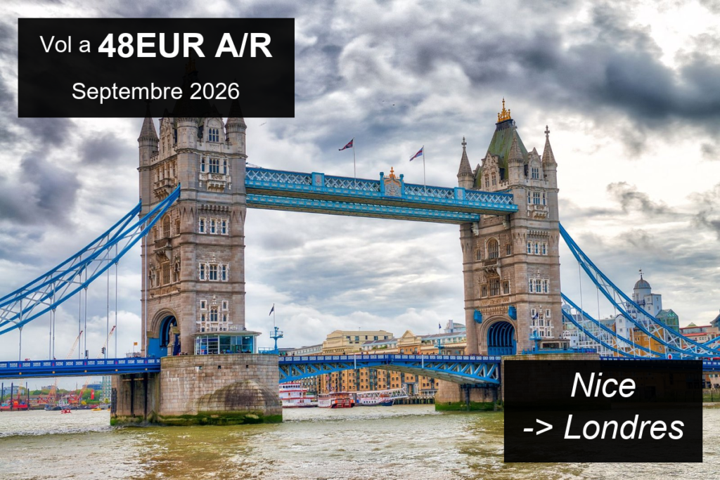 Banniere 5 destinations vol pas cher depuis Nice en septembre 2026 des 48EUR A/R