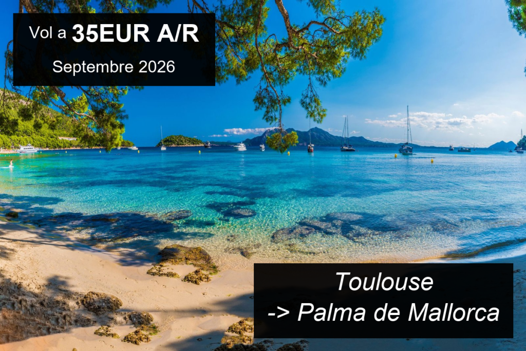 5 destinations a moins de 80EUR depuis Toulouse en septembre 2026 Banniere 5 destinations vol pas cher depuis Toulouse en septembre 2026 des 35EUR A/R